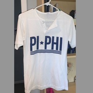 Pi Phi White + Navy Henley Tee